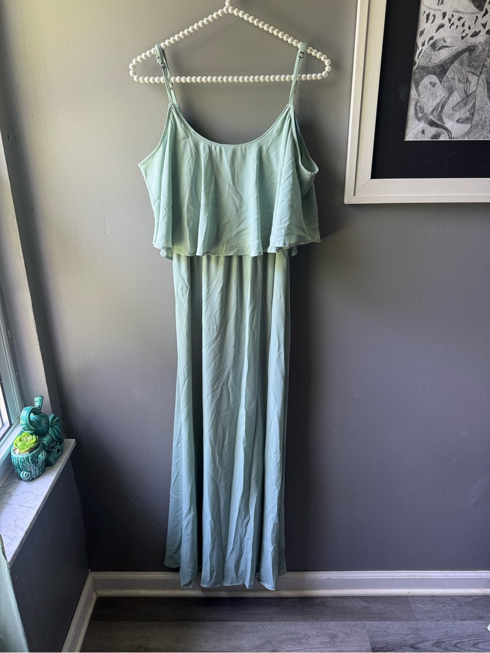 Show Me Your Mumu Caitlin Ruffle Maxi Light Teal Dress Size Medium